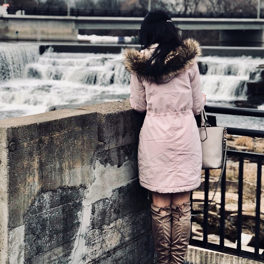 Abercrombie & Fitch Sherpa Military Parka - Powder Pink